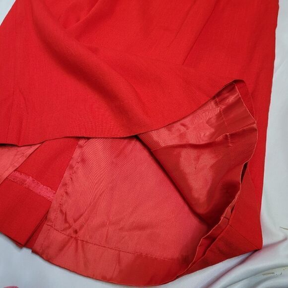 NEW Vintage‎ 80s bright red modest midi skirt M - Picture 8 of 10